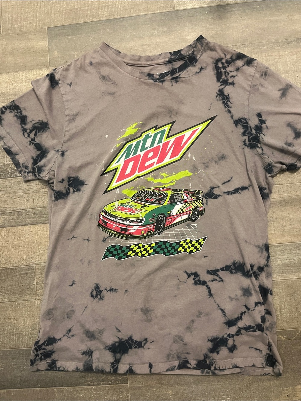 Pepsi Mountain Dew Tie-Dye Racing Tee - Gray & Black